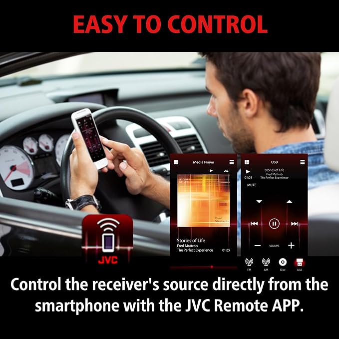 JVC KD-SX27BT Car Stereo with Bluetooth, 100W Digital Media Receiver, 1.5A USB - Image 6