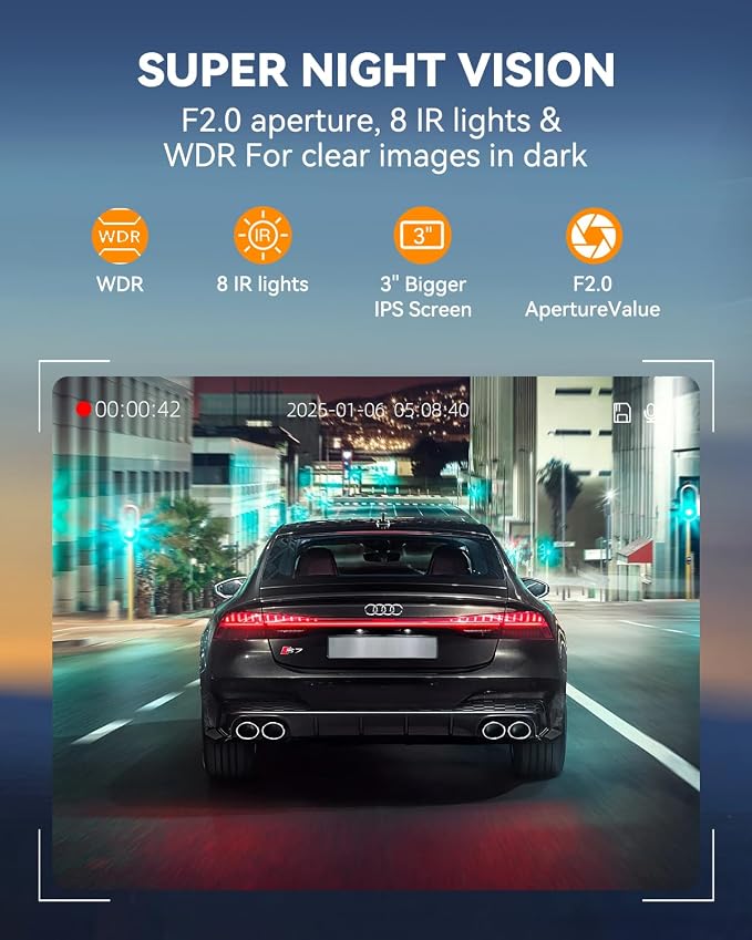 4 Channel Dash Cam 360° View, Front and Rear Inside Left Right, 2K Dash Camera - Image 7