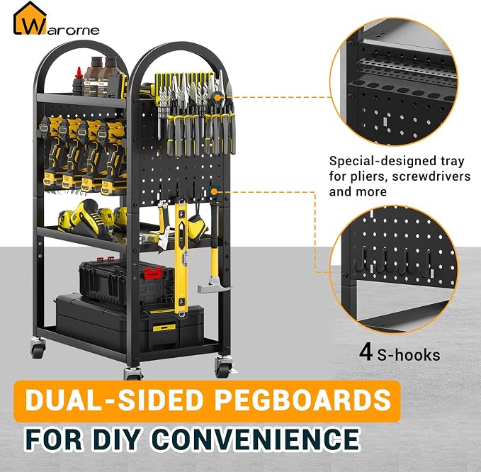 WAROME Power Tool Organizer for Garage, Heavy Duty Tools Holder Storage Rack On - Image 5