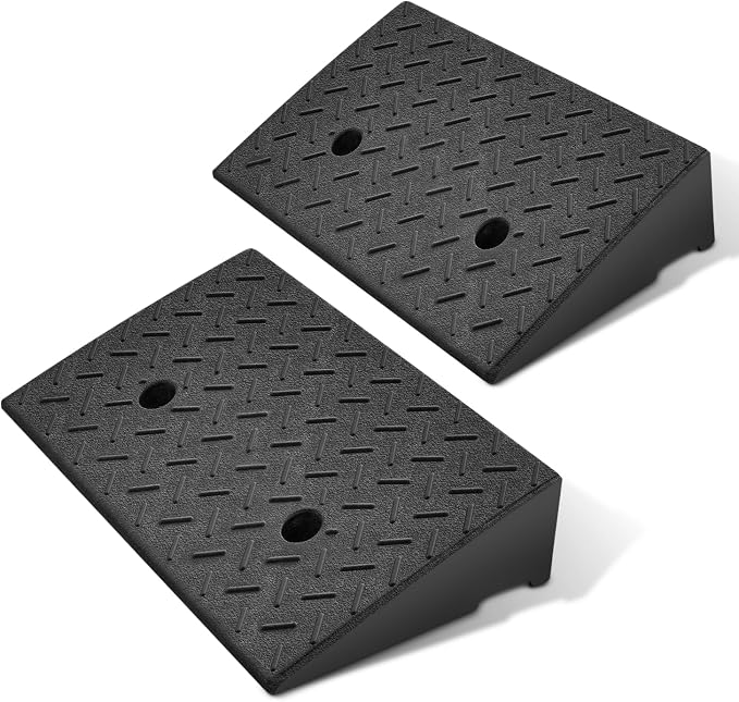 DNA MOTORING 2pcs 4.3" Rise Rubber Curb Ramp Heavy Duty Loading Driveway Ramp by DNAMOTORING