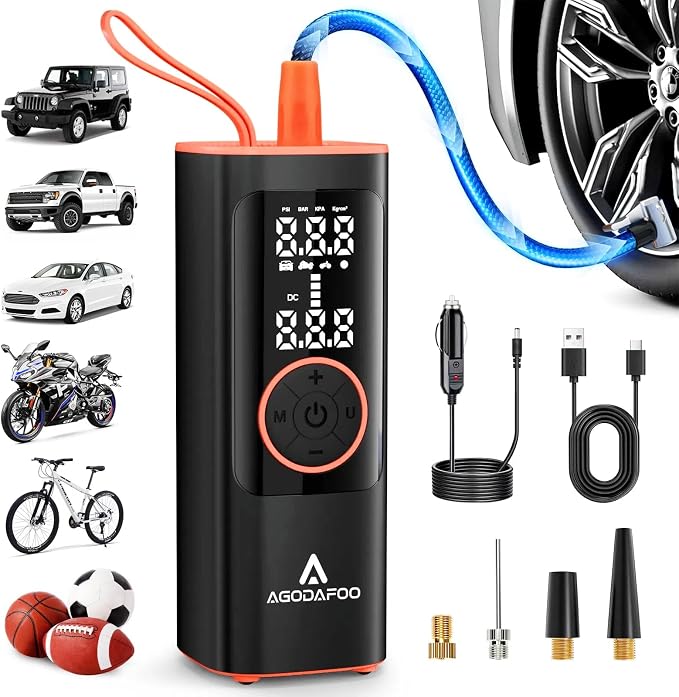 Tire Inflator Portable Air Compressor, 4X Faster 150 PSI Inflation Air Pump by Agodafoo