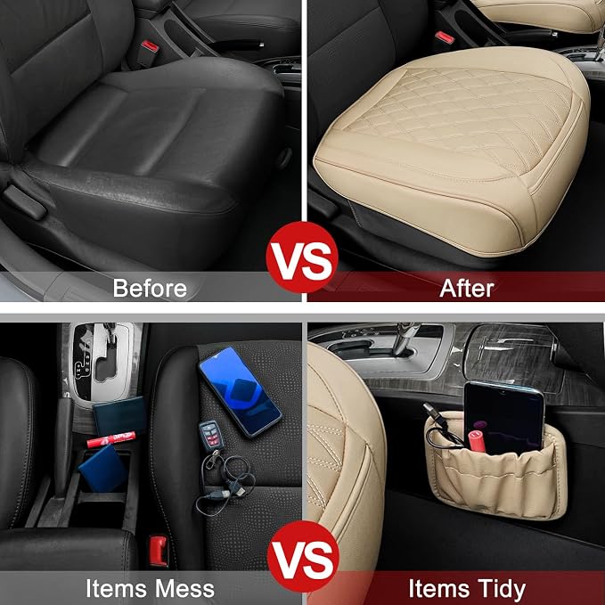 2 Pack Leather Front Car Seat Cover Bottom Car Seat, Anti-Slip and Full Wrap - Image 5