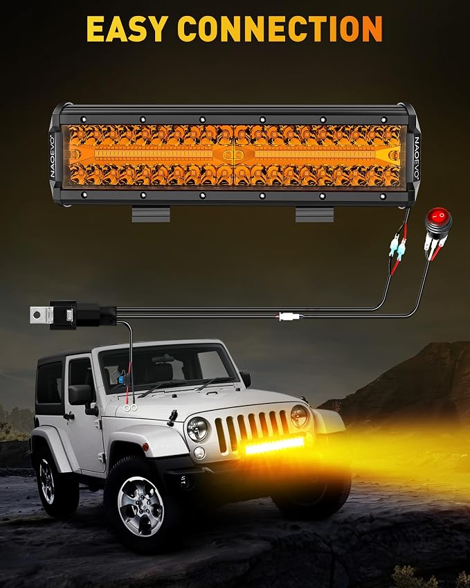 NAOEVO 12 Inch LED Light Bar, 300W 30000LM LED Offroad/Driving/Fog Lights - Image 8