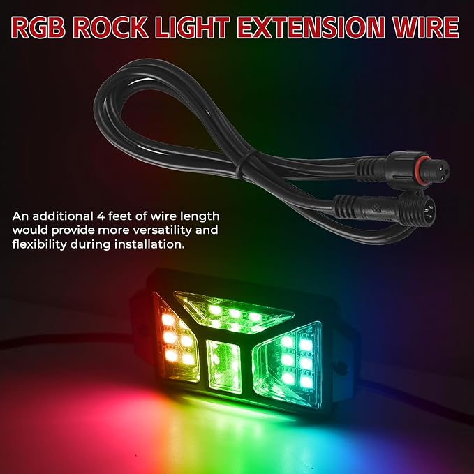 4 PCS 4FT 3 Pin RGB Rock Light Extension Wire, Design - Image 6