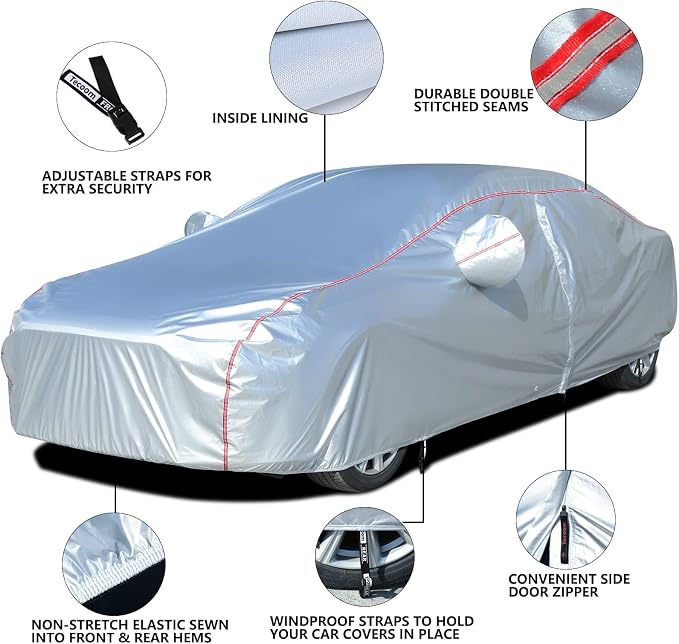 Tecoom Car Cover Waterproof All Weather Fit - Image 3