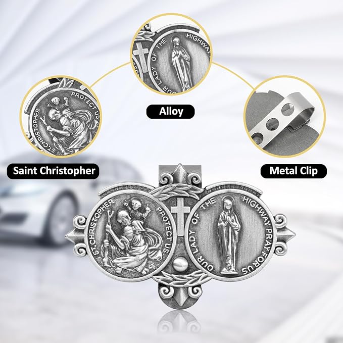 St. Christopher Visor Clip, Saint Christopher Medal - Image 2