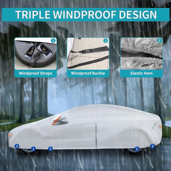 Car Cover for Tesla Model 3 2017-2025 Custom Fit Full Exterior Car Cover - Image 6