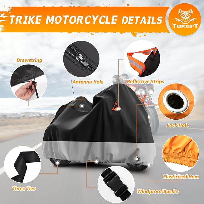 Trike Motorcycle Cover, Outdoor Waterproof Vehicle Cover - Image 3