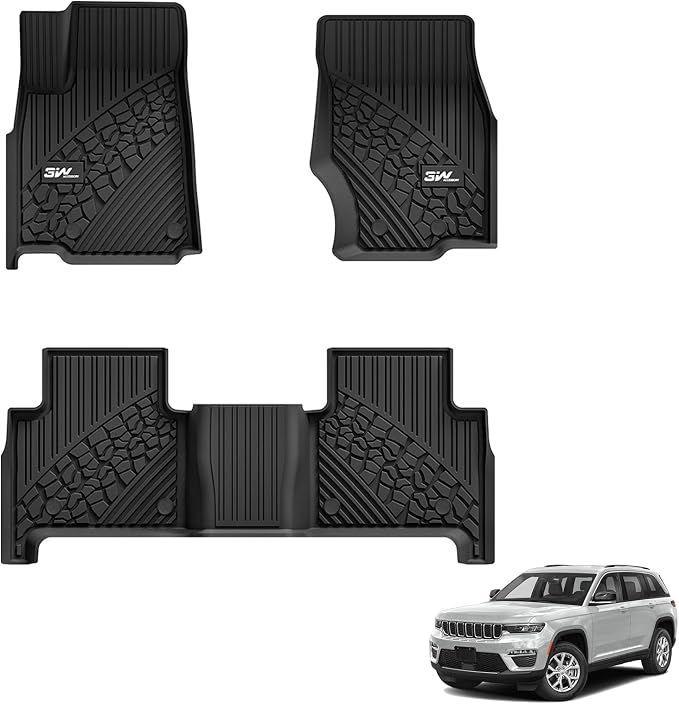 3W Floor Mats Fit for 2022-2025 Jeep Grand Cherokee TPE All Weather Custom Fit by 3W