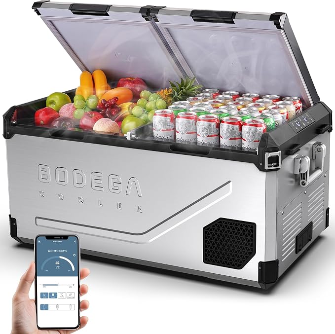 BODEGACOOLER 12 Volt Car Refrigerator, 100Quart Dual Zone Car Fridge APP Control by BODEGA