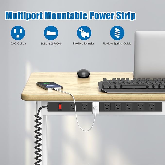 2Pack 8 Outlet Metal Wall Mount Power Strip, Mountable Outlet - Image 4