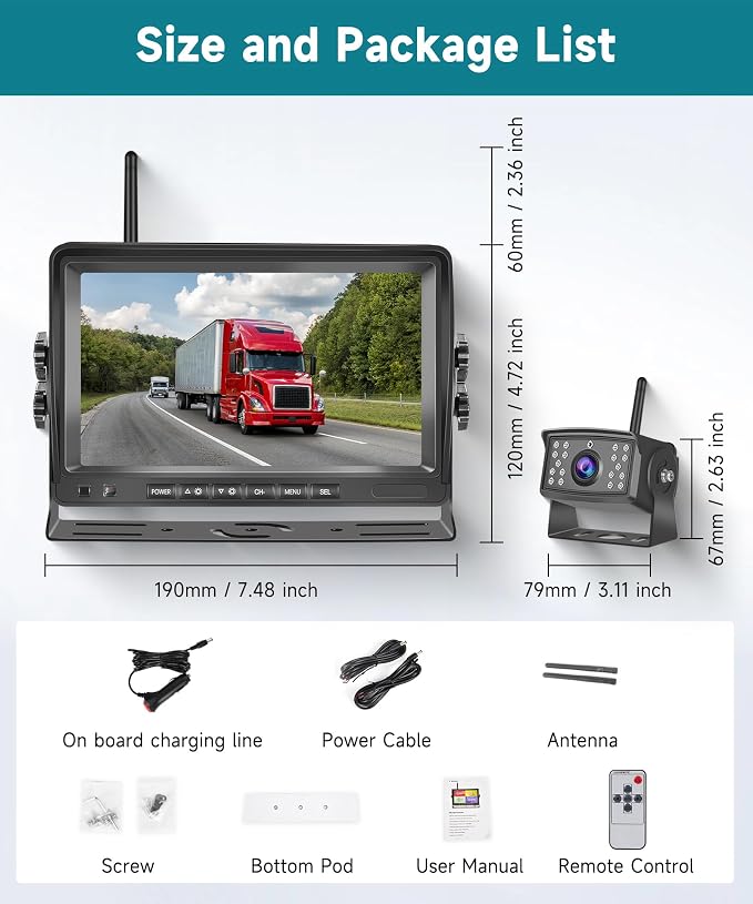 Wireless Backup Camera for RV, Wireless Reverse Camera 12V-36V for - Image 7
