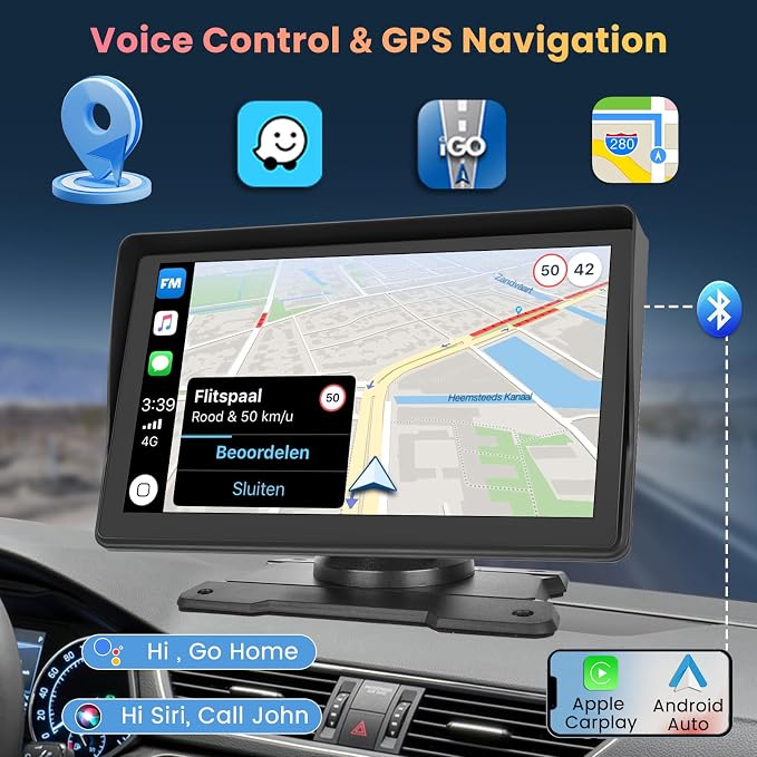 Hikity Wireless Carplay Android Auto Portable Car Stereo 7 Inch Touchscreen Car - Image 3