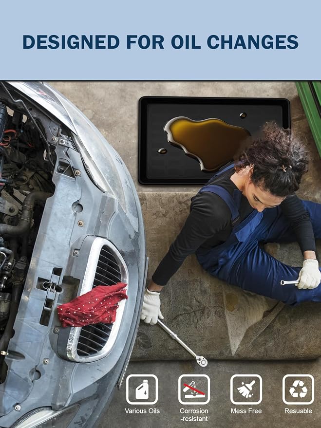 3Pack Extra Large Oil Drip Pan 35.4 x 24 x1.4 Inches Oil Change Drip Tray - Image 4