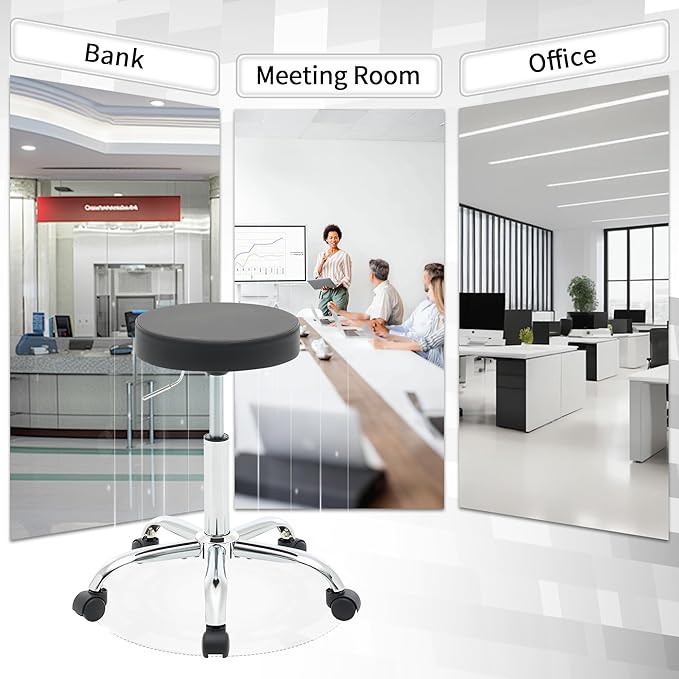 Rolling Office Stools, Adjustable Drafting Stool on Wheels 19.5’’-26.6’’ - Image 6
