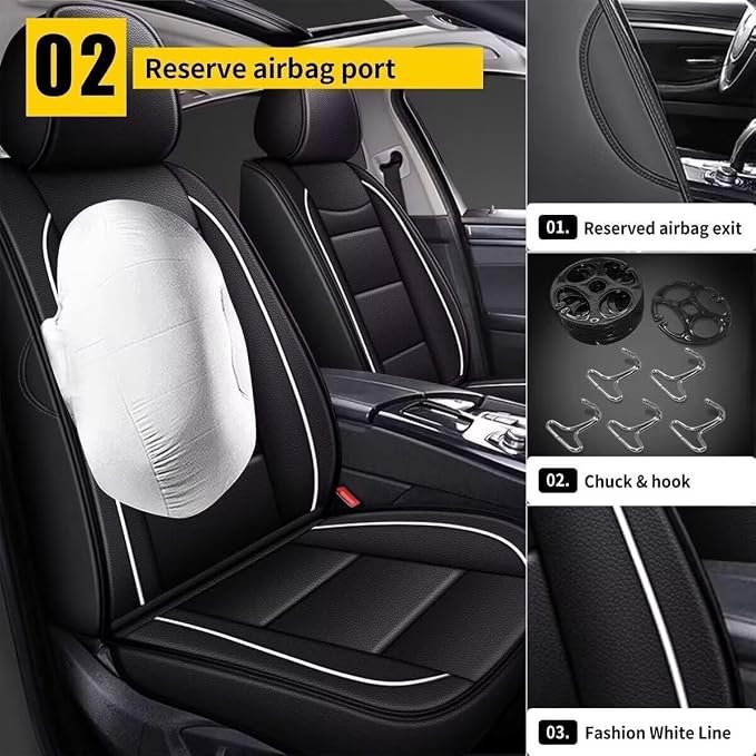 YORKNEIC Leather Car Seat Covers Fit - Image 3