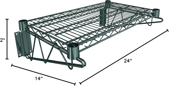 14" x 24" Green Epoxy Wire Wall Mount Shelf - Image 3