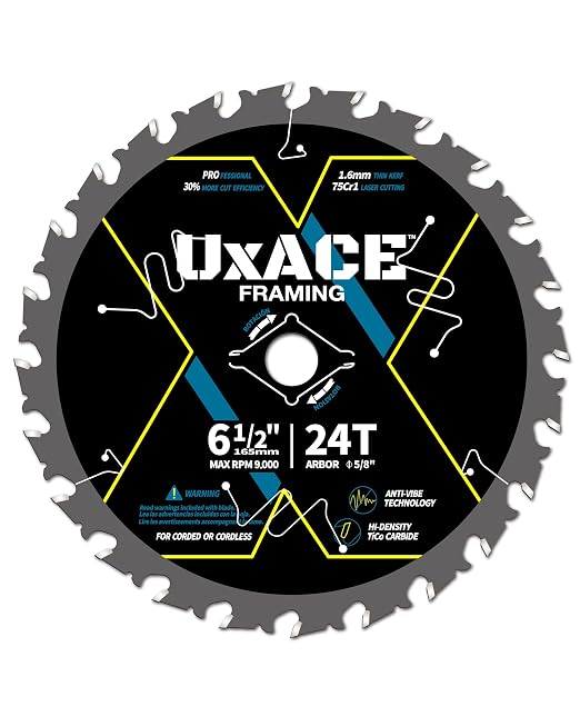 6-1/2-Inch 24-Tooth Circular Saw Blade by UXACETOOLS