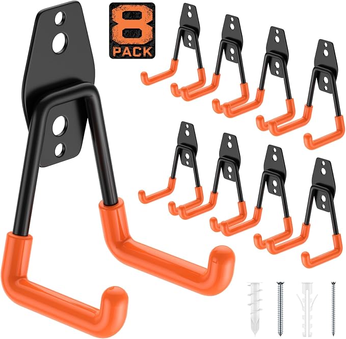 8 Pack 4.5x2.75 Inch Utility Steel Wall Mount Heavy Duty Garage Hooks by Cpais