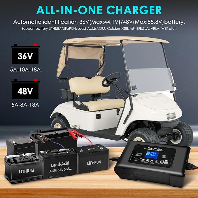 36V/48V Golf Cart Charger, 18Amp Smart Charger, Trickle Battery Charger - Image 2