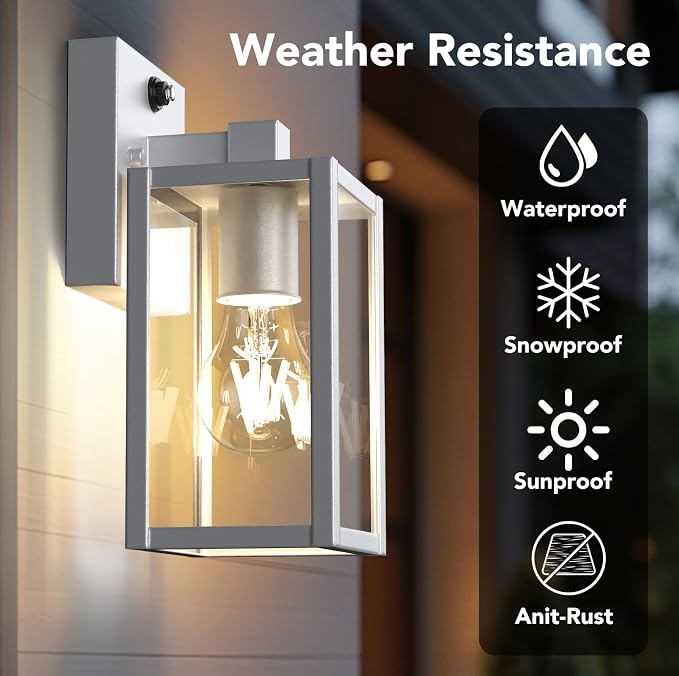 PARTPHONER Dusk to Dawn Outdoor Light Fixtures, Waterproof Exterior Wall Sconce - Image 2
