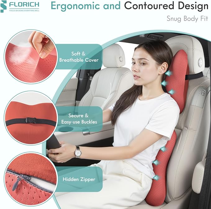 FLORICH Car Lumbar Support Pillow and Neck Headrest Pillow - Image 2