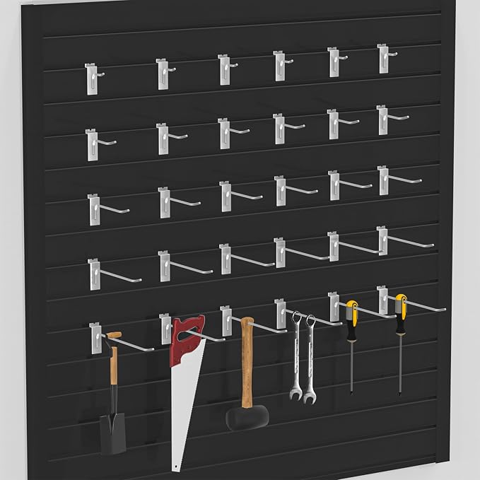 25 PK Silver 2 inch Wall Mounted Slatwall Hooks – Heavy-Duty Storage & - Image 4