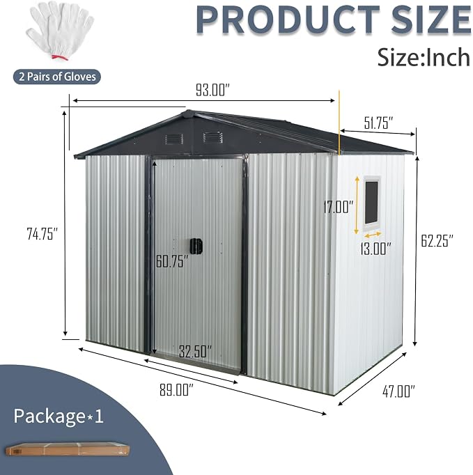 4x8 FT Outdoor Storage Shed, Metal Garden Shed - Image 4