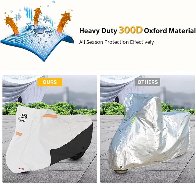 Coverado Motorcycle Cover Waterproof, All Weather Protection Outdoor Full - Image 8