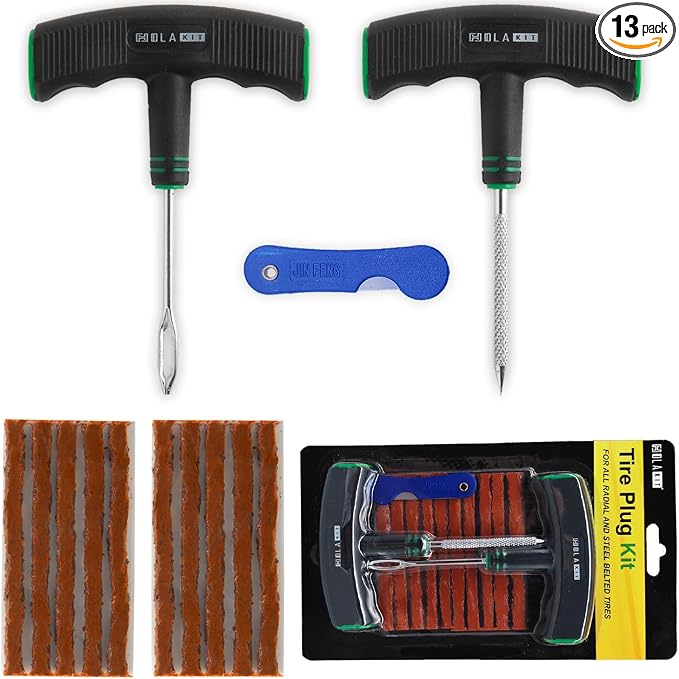 HolaKit Tire Plug Kit, Ergonomic Oversized & Rubber-Grip T-Handle Tools by HolaKit