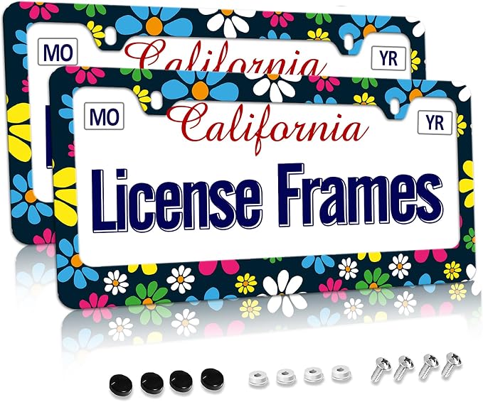 Hippie License Plate Frame Hippie Flower License Plate Covers, Tag Frame by Unknown