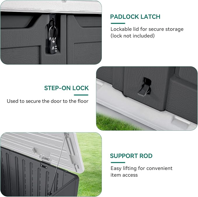 YITAHOME Outdoor Resin Storage Sheds, 39 in Height Lockable Waterproof - Image 4