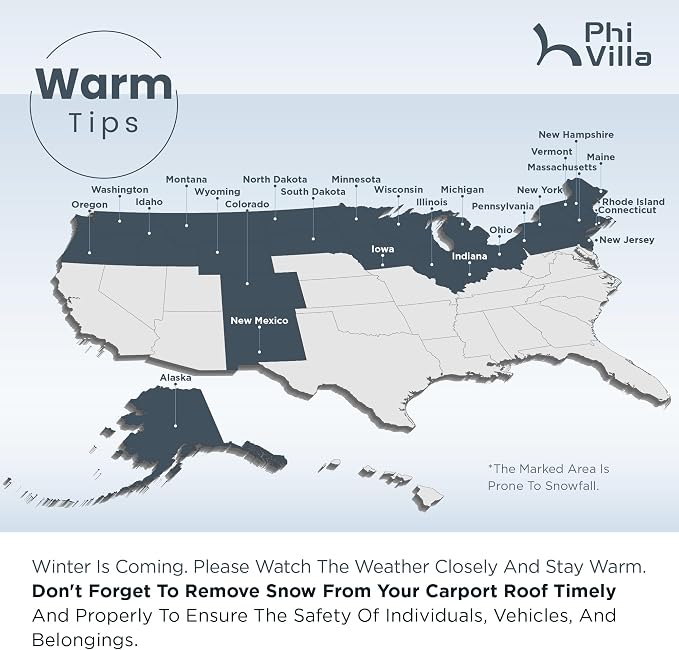 PHI VILLA 12 x 20 ft Carport Metal Carports - Image 6