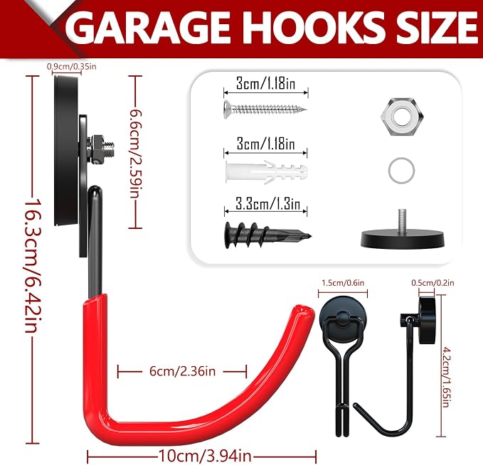 3-H Heavy Duty Magnet Garage Hooks 4 Pack, J Shape Strong Magnetic Hooks - Image 3