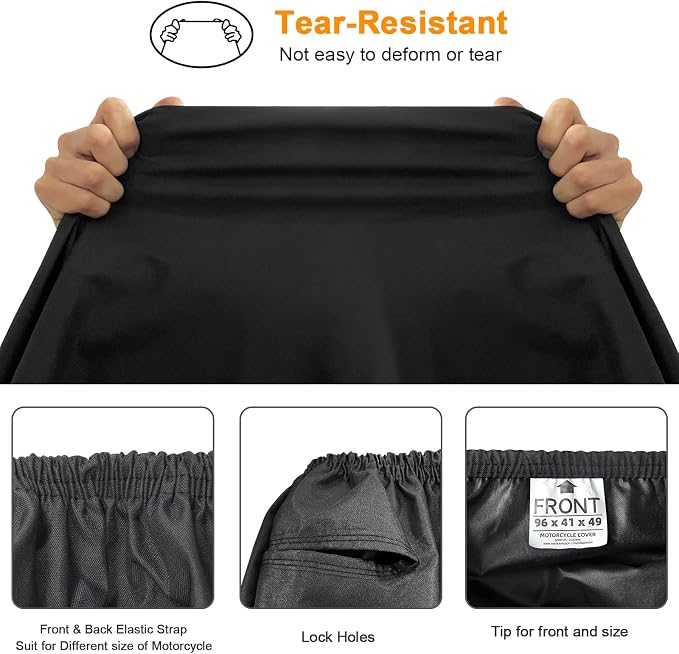 Comnova Motorcycle Cover 104 Inch, 600D Universal Motorcycles Cover Waterproof - Image 8