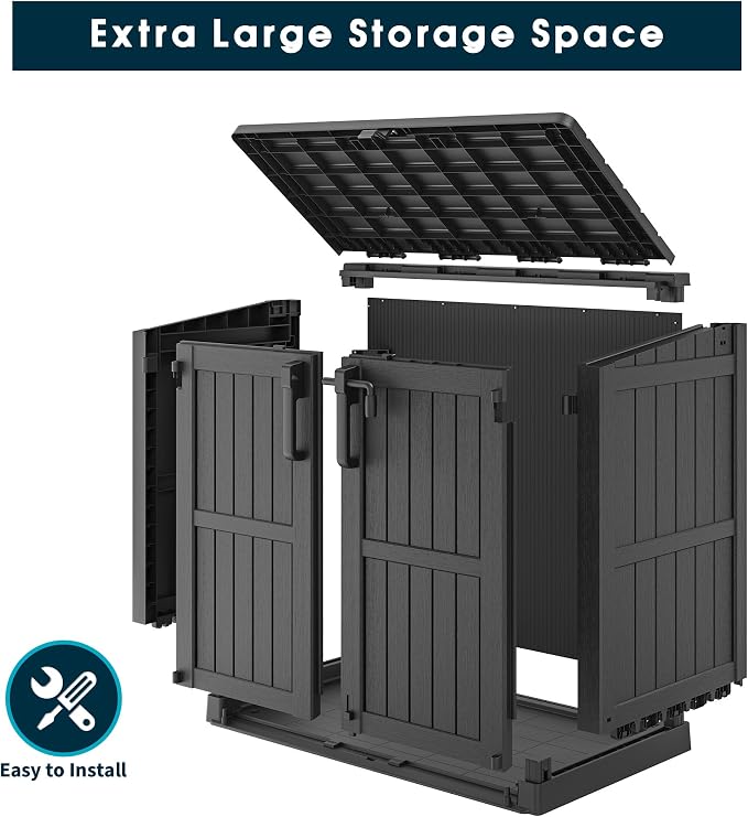 Outdoor Storage Shed 36 Cu. Ft. Resin Garden Horizontal Storage Large Capacity - Image 9
