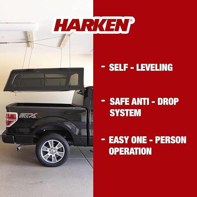 HARKEN - Truck Cap Overhead Garage Storage Hoist, Self-Leveling, Safe Anti-Drop - Image 3