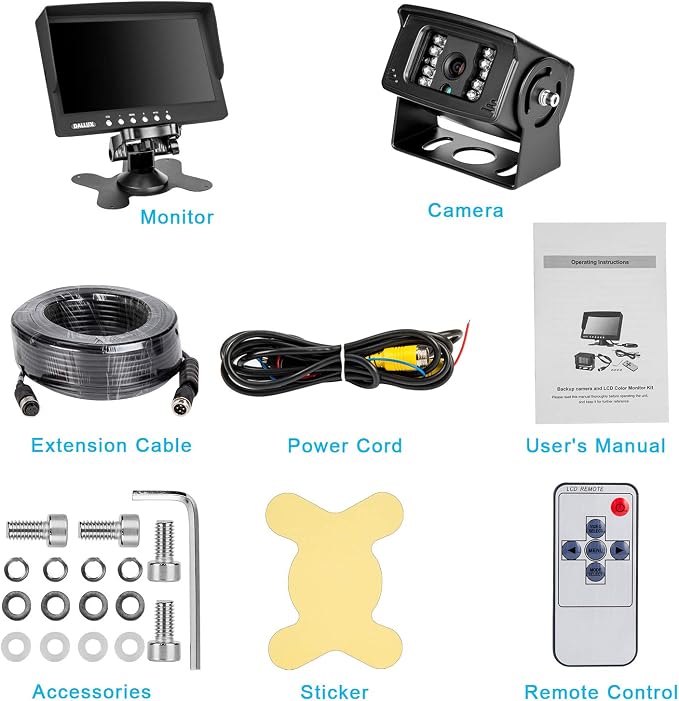 Truck Backup Camera Monitor kit, Heavyduty Vehicle Waterproof Night Vision Wide - Image 9