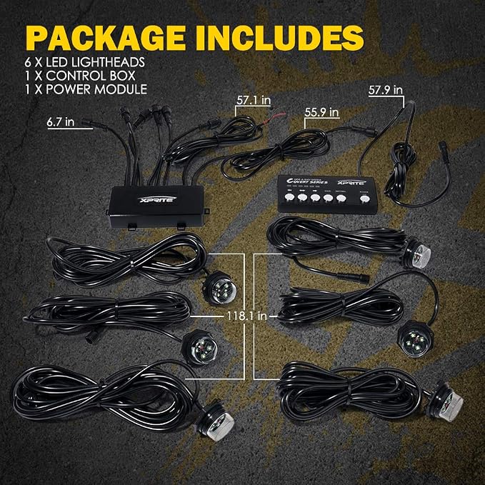 Xprite Amber LED Hideaway Strobe Lights Kit 20 Flashing Patterns w/Control - Image 7