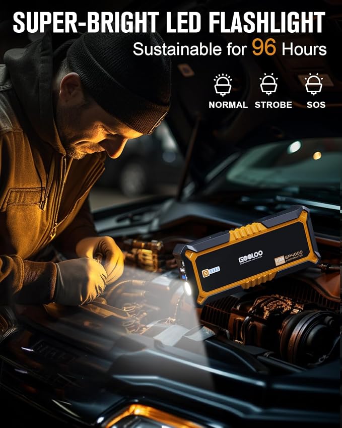 GOOLOO 4000A Peak Car Jump Starter 12V Auto Battery Booster SuperSafe Lithium - Image 4