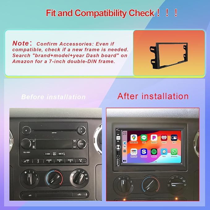 7” Wireless Apple CarPlay Double Din Car Stereo, FM Car Radio, IPS Touchscreen - Image 7