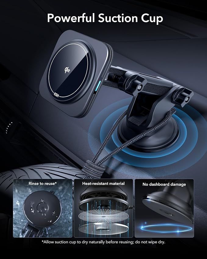 ESR for Qi2 15W MagSafe Car Mount Charger, Qi2-Certified MagSafe Car Charger - Image 9