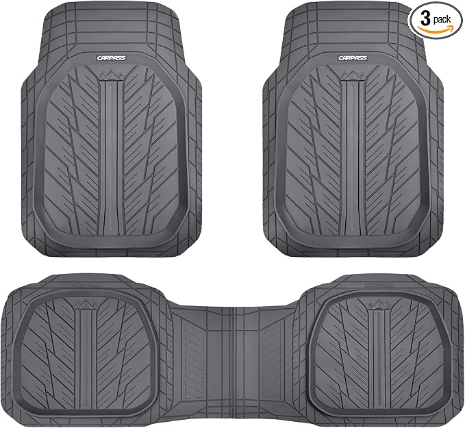 CAR PASS DeepDish Floor Mats for Cars Full Set, Heavy Duty Rubber Car Mats by CARPASS