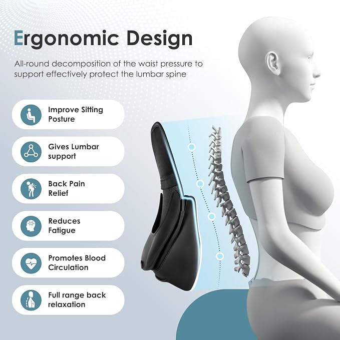 FLORICH Double Layer Breathable Mesh Lumbar Support Ergonomic Leather Lumbar - Image 4