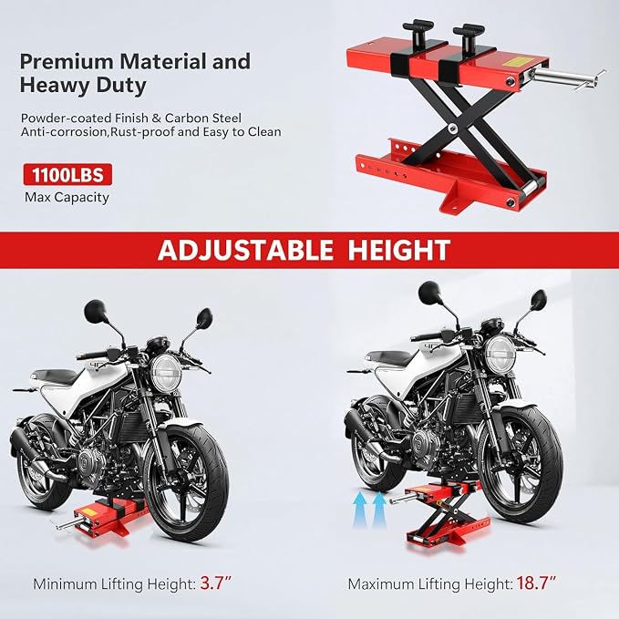 Heavy Duty 1100LBS Motorcycle Scissor Lift Jack - Image 4