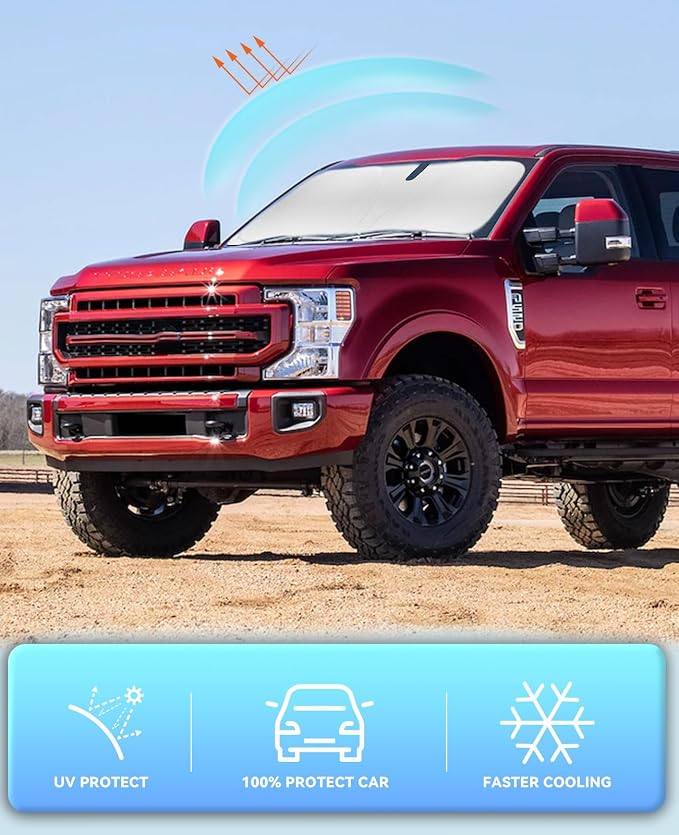 Windshield Sun Shade Sunshade for 2017-2022 2023 2024 2025 Ford Super Duty F250 - Image 5