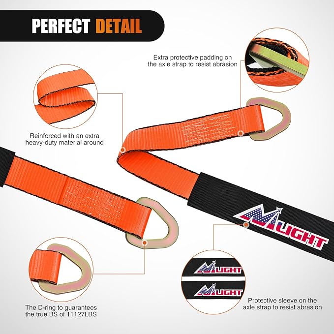 Nilight 4PCS 2"x 38" Axle Tie Down Straps - Image 3