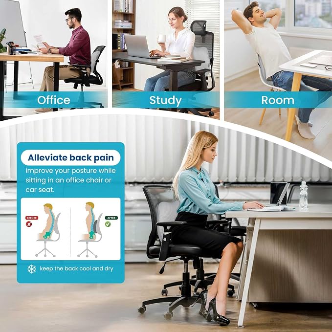 Lumbar Support Pillow Office Chair Car Back Pillow Ergonomic Lower Back Pain - Image 5