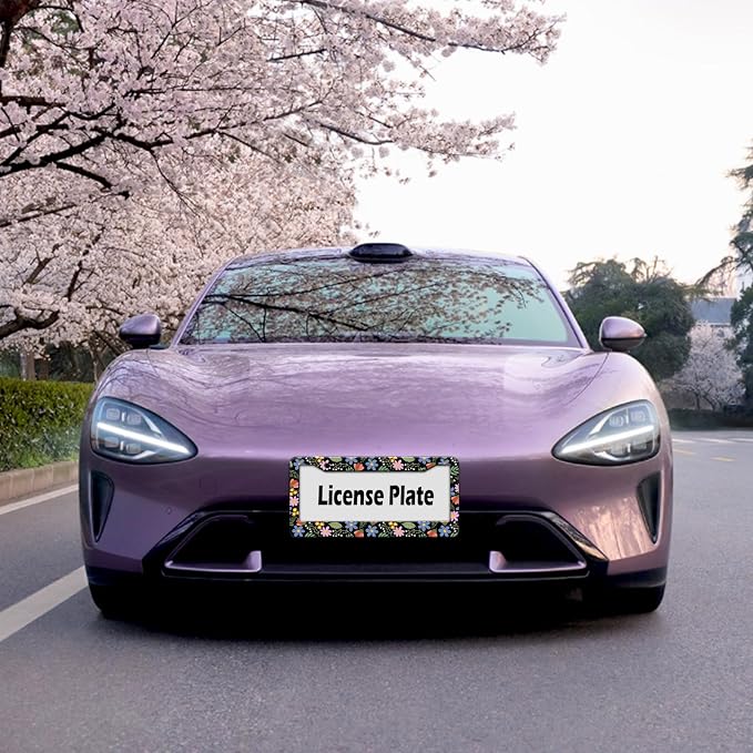 Florals License Plate Frame for Women, Metal Aluminum Rustproof Car Accessories - Image 5