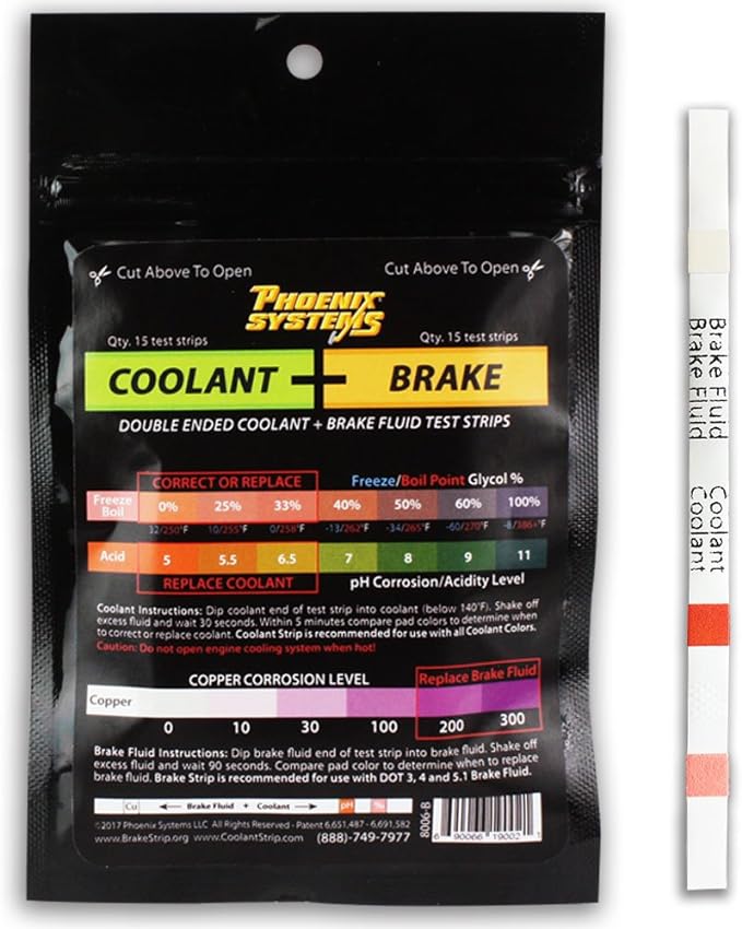 Phoenix Systems 8006-B Double-Ended Brake Fluid + Coolant Test Strips, 1 Pack by Phoenix+Systems